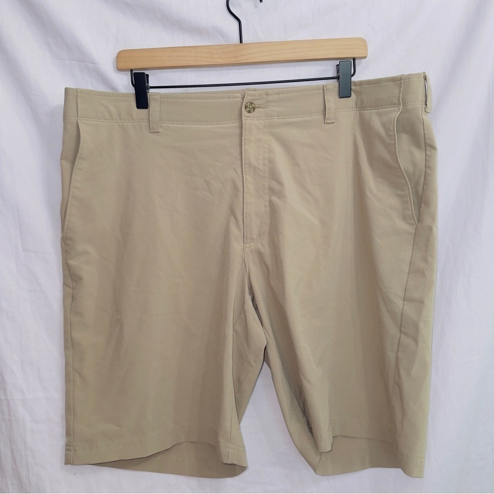 Grand Slam Tan Elastic Stretch Waist Flat Front Casual Athletic Golf Shorts 40